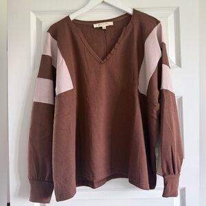 Blue Velvet NWT Waffle Knit Oversized Colorblock Top